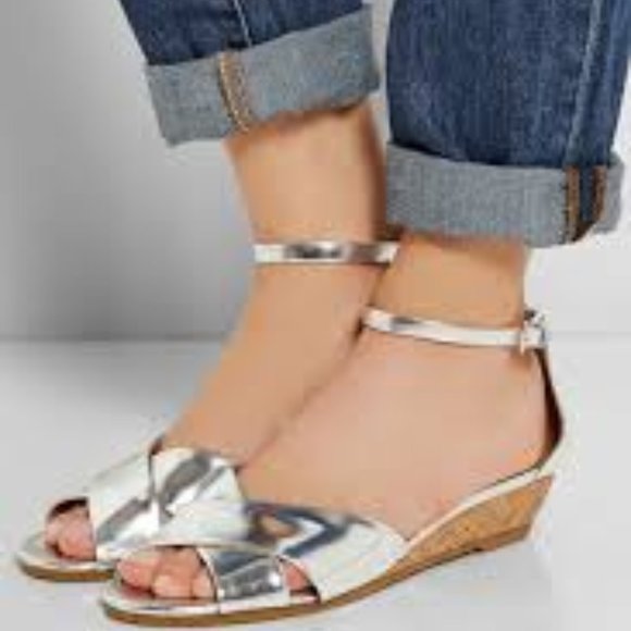 MARC by MARC JACOBS Silver Sandal Low Wedge Size 7.5 - Picture 1 of 8